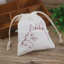 Custom Cartoon Printing Drawstring Cotton Bags, Cotton Canvas Drawstring Bag